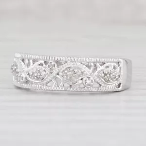 New Diamond Ring 10k White Gold Size 7 Stackable Wedding Anniversary Band - Picture 1 of 11