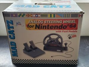 N64 RARE Original Vintage 1996 Mad Catz - Analog Steering Wheel w/Foot Pedals 