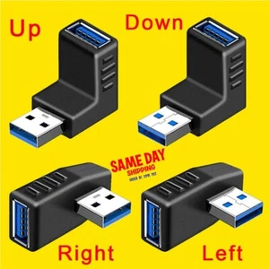 Heavy-Duty USB 3.0 A Male to Female Extension Cable 90 Degree Angle Adapter Plug - Picture 1 of 10