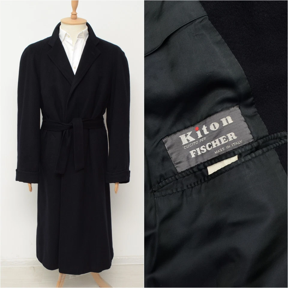 Men's Kiton 100% Cashmere Navy Belted Coat Size 50,US 40 Made in Italy - Image 1 of 4