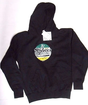 全新 Oakland A's Athletics 棒球 黑色 连帽衫 卫衣 美国职棒大联盟 青少年 大号 — 第 1/3 张图片