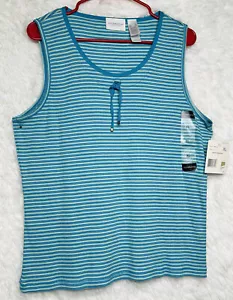 Liz Claiborne Tanktop Damen Größe XL blau gestreift - Bild 1 von 10