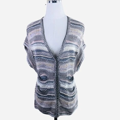 Colete Suéter Feminino Leifsdottir Anthropologie Tamanho XS Bege Cinza Linho Algodão - Imagem 1 de 4