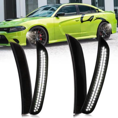 Luces de señalización delanteras + traseras laterales ahumadas para Dodge Charger 2015-2021 TIRA LED BLANCA Foto 1 de 4