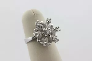 Sterling Silver 925 Snowflake Style CZ Ring - Size 5.5 - Picture 1 of 6