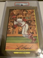 LOU BROCK  PSA/DNA SIGNED  PEREZ STEELE GREAT MOMENTS CARD - NICE!!
