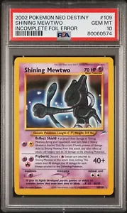 2002 Pokémon Neo Destiny Shining Mewtwo 109/105 Incomplete Foil Error PSA 10 - Picture 1 of 3
