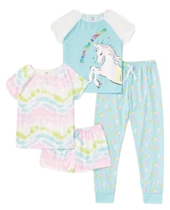 Cozy Jams Girls Pajamas Mint Size 10/12 Tops Shorts Pants 4 Pieces 2 Sets - Picture 1 of 12