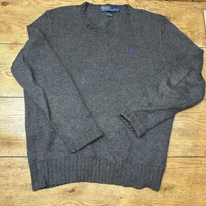90’s Polo Ralph Lauren Gray Linen Cotton Blend Knit L/S Sweater | Men’s XL - Bild 1 von 5
