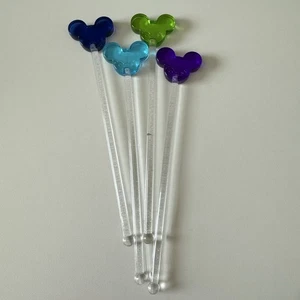 Vintage Lot Of 4 Disney Mickey Mouse 7.5" Swizzle Cocktail Drink Stir Sticks - Picture 1 of 4