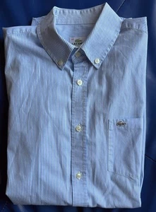 Lacoste Shirt Size FR 40 Mens Blue Striped Mix Short Sleeve Classic Fit - Picture 1 of 13
