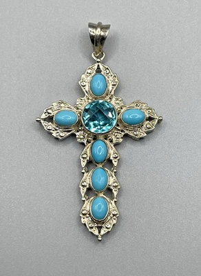 Colgante Nicky Butler Plata de Ley 925 Bella Durmiente Turquesa, Cruz Topacio Foto 1 de 4