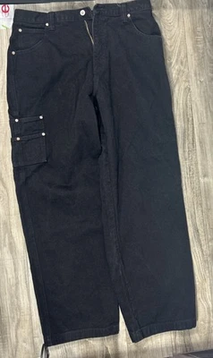 VTG Guess Jeans Men’s 36x34 Black Pascal Loose Triangle Logo 90s Y2k Side Pocket - Image 1 of 4