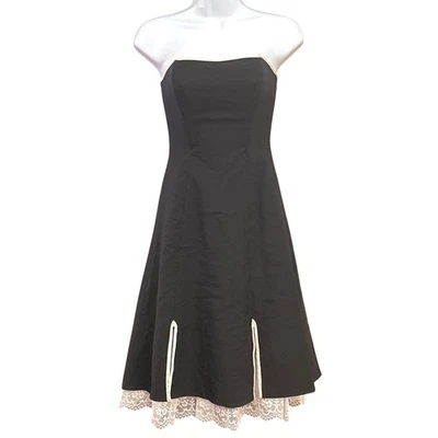 Byer Too! Black Strapless Dress Party Cocktail Lace Trim Mini Fitted Size 3 - Image 1 of 4