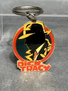 Vintage 1990 Disney Dick Tracy Shadow Movie Metal Enamel Keychain - Picture 1 of 2