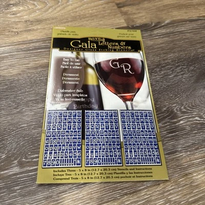 Juego de 3 plantillas de grabado de vidrio Armour Rub N - letras y números de gala Foto 1 de 2