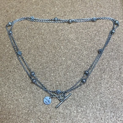 Lois Hill Sterling Silver 925 Ball Chain Toggle Necklace, 36" long, toggle clasp - Image 1 of 4