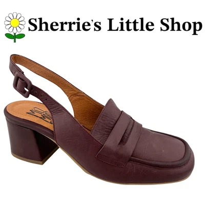Women's Miz Mooz Satir Maroon Leather Slingback Loafer Heels Shoes size 7-7.5 - Image 1 of 4