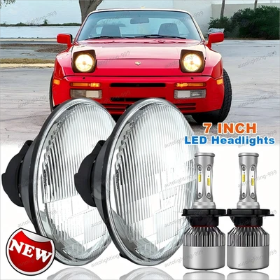 Par de faróis de LED redondos de 7 polegadas feixe alto-baixo H4 9003 para Porsche 944 1983-1991 - Imagem 1 de 4