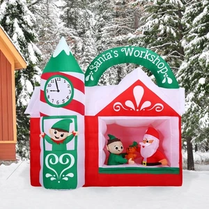 Fraser Hill Farm 7 pies preiluminado inflable taller de Papá Noel Navidad - Imagen 1 de 10