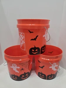 3x Home Depot Halloween Ghost Pumpkin Bat Viral TIKTOK Trick or Treat Bucket - Picture 1 of 3