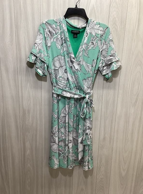 LIZ CLAIBORNE Women's (Size L) Short Sleeve Belted Wrap Around Dress Stretch - Image 1 of 3