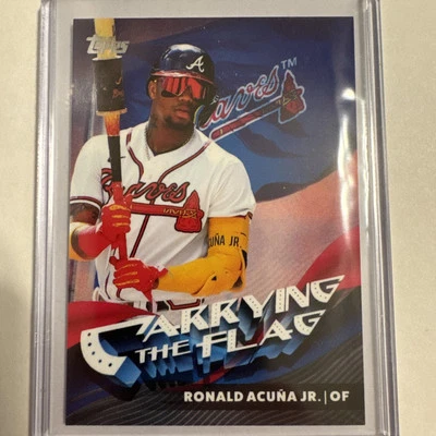 2023 Topps Flagship Ronald Acuna Jr Carrying The Flag 50/100 - Image 1 of 4