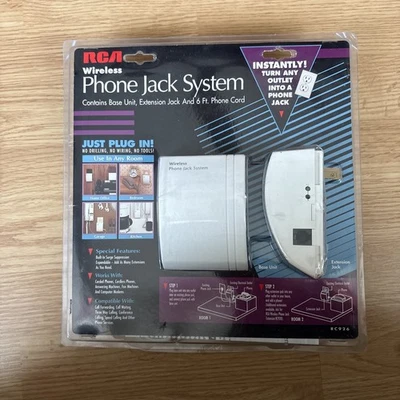 New RCA RC926 Wireless Phone Jack System Base Unit Extension Jack 6ft Phone Cord - Image 1 of 4