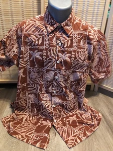 Camisa Cooke Street Hawaiana Abotonada Vintage 100% Algodón Granate XL (H592) - Imagen 1 de 14