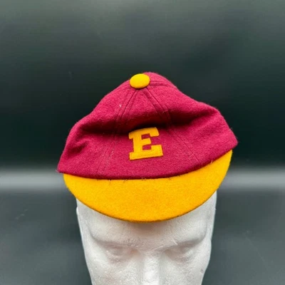 Vintage Wool Felt Baseball Cap Maroon Yelllow E Logo And Brim Size 7 - Image 1 of 4