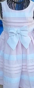 Rare Editions Girls Dress Pink Stripe White Bow Sleeveless Size 4t EUC - Picture 1 of 7