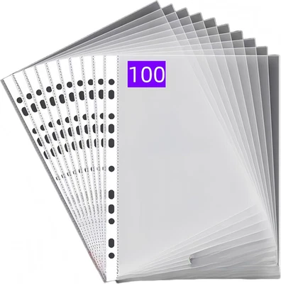 100 Pezzi Buste Trasparenti Anelli A4,Cartelline Trasparenti A4 in PP (0.06Mm,60 - Immagine 1 di 4