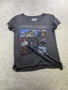 Star Wars Shirt Womens Medium Black Graphic Tee Leia Chewbacca Darth Vader Movie - Picture 1 of 7