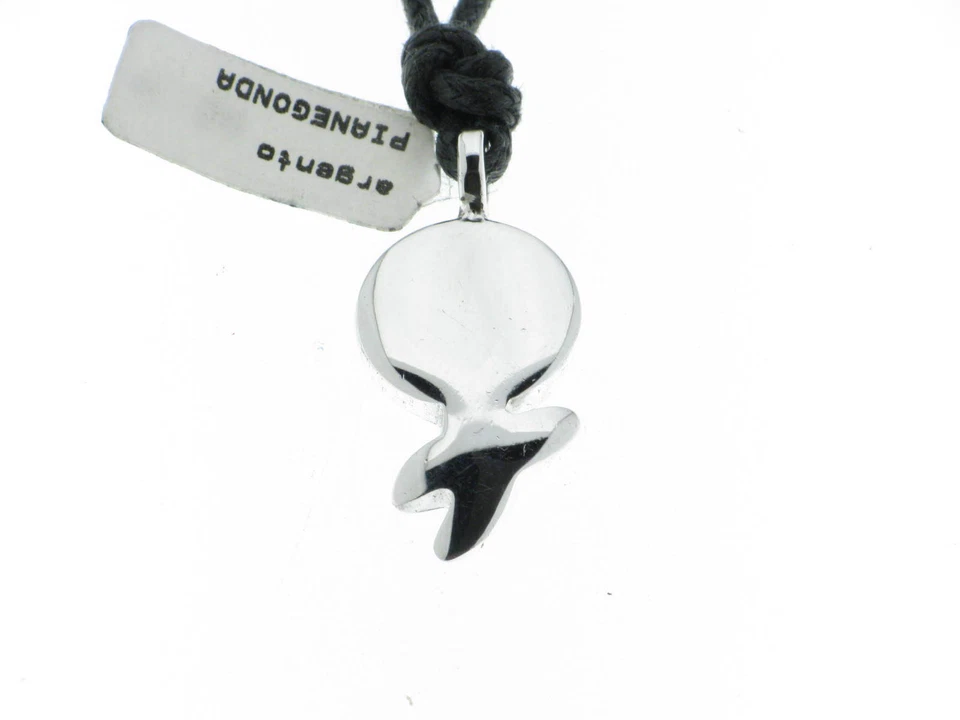 PIANEGONDA collana tribale in argento con cordino tessuto nero - polipo - Immagine 1 di 1