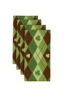 Lucky Green Shamrock Argyle 18" x 18" Napkins 1 Dozen - Picture 1 of 1