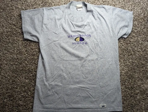 VTG 90s Oarsman Washington Huskies Shirt Mens Medium Short Sleeve USA Made Gray Cover