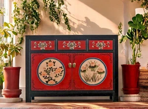 Kommode Sideboard Schrank Möbel Vintage orientalisch chinesisch asiatisch shabby - Bild 1 von 8