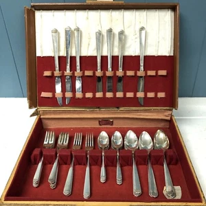 Vintage 1881 Rogers Oneida Surf Club Stainless Silver Flatware Set Of 44 - Picture 1 of 11
