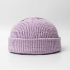Ribbed Simple Double Layer Premium Beanie Women Men Lavender Knit Hat Ski Head