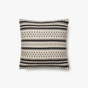 Magnolia Home 18 x 18 Daunen Dekokissen FIXER UPPER von Joanna Gaines schwarz weiß - Bild 1 von 5