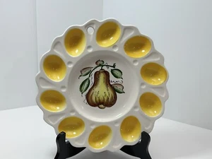 Vintage Deviled Egg Plate/ Hand painted Japan / Egg Serving Dish - Picture 1 of 10