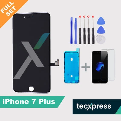 TECXPRESS iPhone 7 Plus Display Ersatz Retina Bildschirm LCD TouchScreen Glas 3D Schwarz