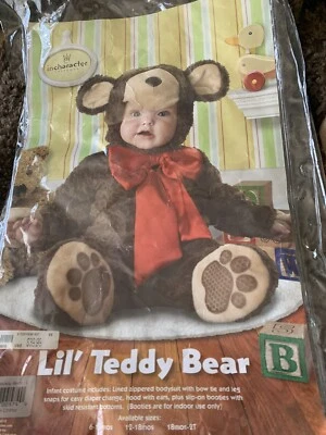 Incharacter Lil' Teddy Bear Infant Costume Halloween Baby Size Large 4 pcs - Image 1 of 4