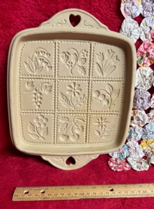 Vintage Brown Bag Cookie Art Stoneware Cookie Mold with Flower Design 1988 Hill - Picture 1 of 6