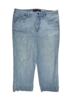 Pantalones de mezclilla cortos Gloria Vanderbilt talla 14 azul claro recto 21" entrepierna bolsillos a presión - Imagen 1 de 5