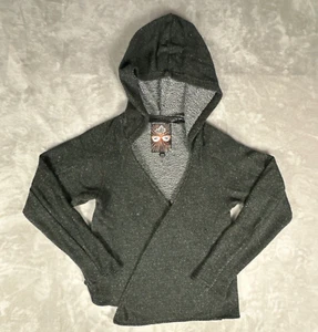 Volcom Stone Cardigan Hoodie Women Extra Small Black Open Front Sweatshirt - Picture 1 of 14