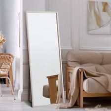 Oikiture Wooden Full Length Mirror 166x60cm Floor Mirrors Free Standing White