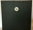 JET BLACK SMOOTH COWHIDE  LEATHER  2” 3 RING BINDER CERAMIC DRAFT HORSE CONCHO