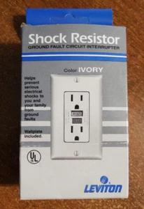 GFCI Leviton 802-6599-W GFCI Shock Resistor Ivory Circuit Interrupter NEW! - Picture 1 of 1