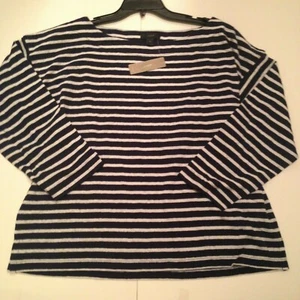 NEW J.Crew Striped Top Women's Size XL Boat Neck Long Sleeve Navy White Nautical - Picture 1 of 7